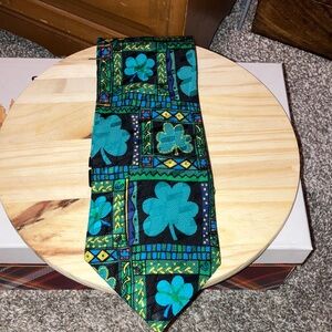 Addiction Black and Green Shamrock Silk Tie